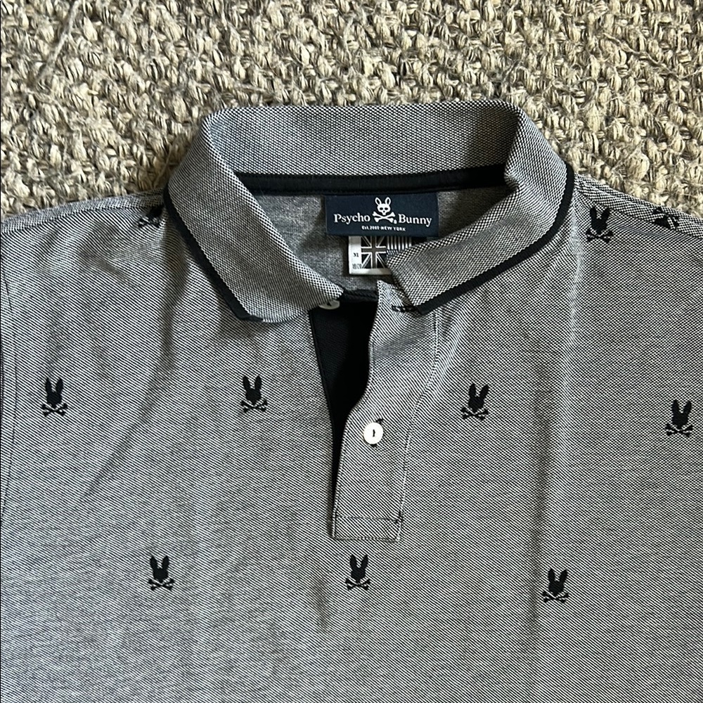 Psycho Bunny Black and Gray Polo Shirt for Men